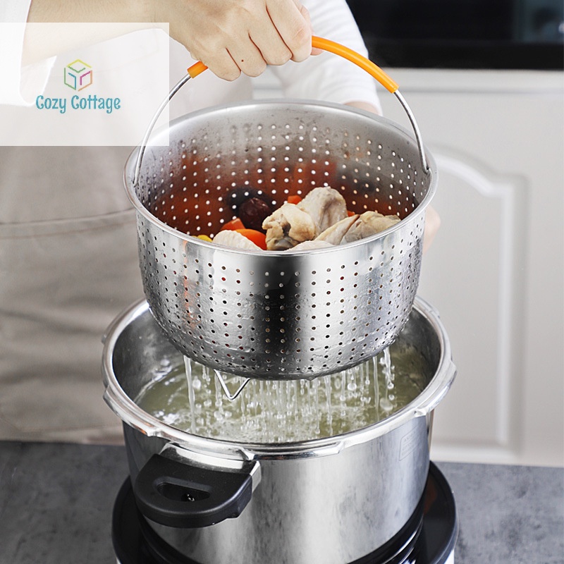 Stainless Steel Food Steamer Basket For Pressure Cooker Utensils Egg Rice  Steaming Grid Pot Drain Basket