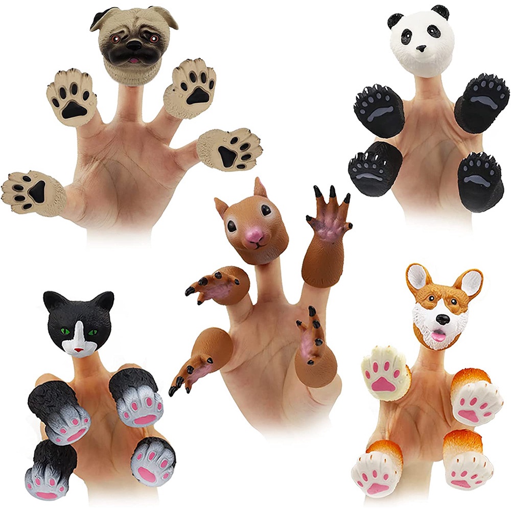 Novelty Animal Finger Puppet Hand Toys Cute Panda Shiba Inu Squirrel ...