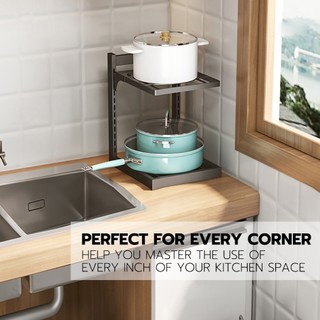 Kitchen Pan Organizer 2-4 Layer Pot Rack Adjustable Under Sink Caserole ...