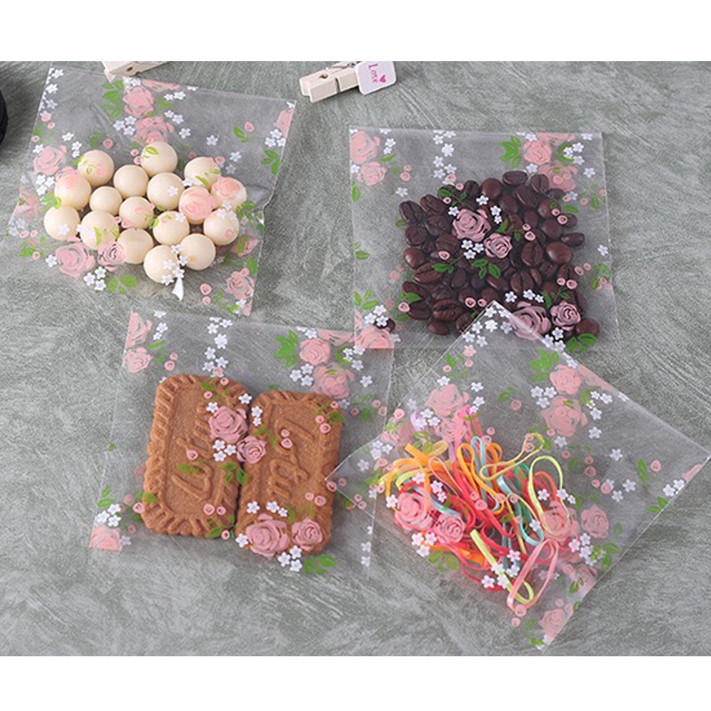 100Pcs Resealable Cellophane Bags Little Cookie Baggies Self Adhesive