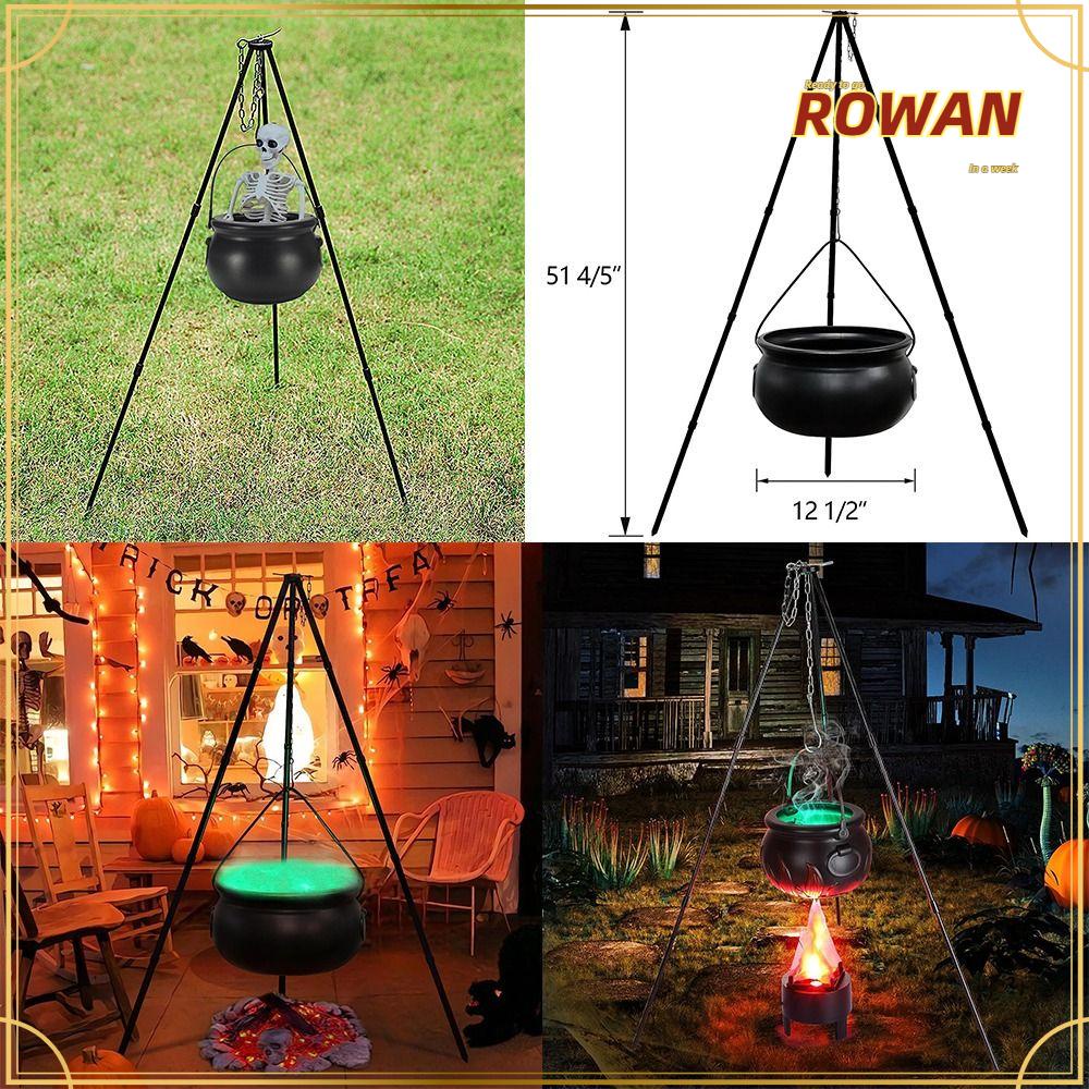 RWHOME Witches Cauldron, Plastic Bonfires Halloween Decor, with Lights