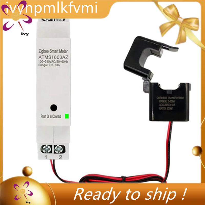 [Ivym]With Clamp Current Transformer Tuya Smart ZigBee Energy Meter Din
