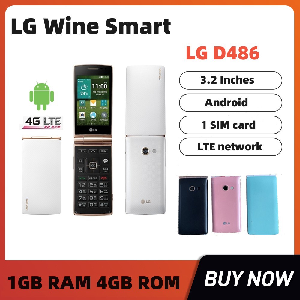 READY STOCK】Original LG Wine Smart LG D486 Quad Core single card 3.2 Inches  1GB RAM 4GB ROM LTE flip phone 3.15MP Camera Android Mobile phone | Shopee  Philippines