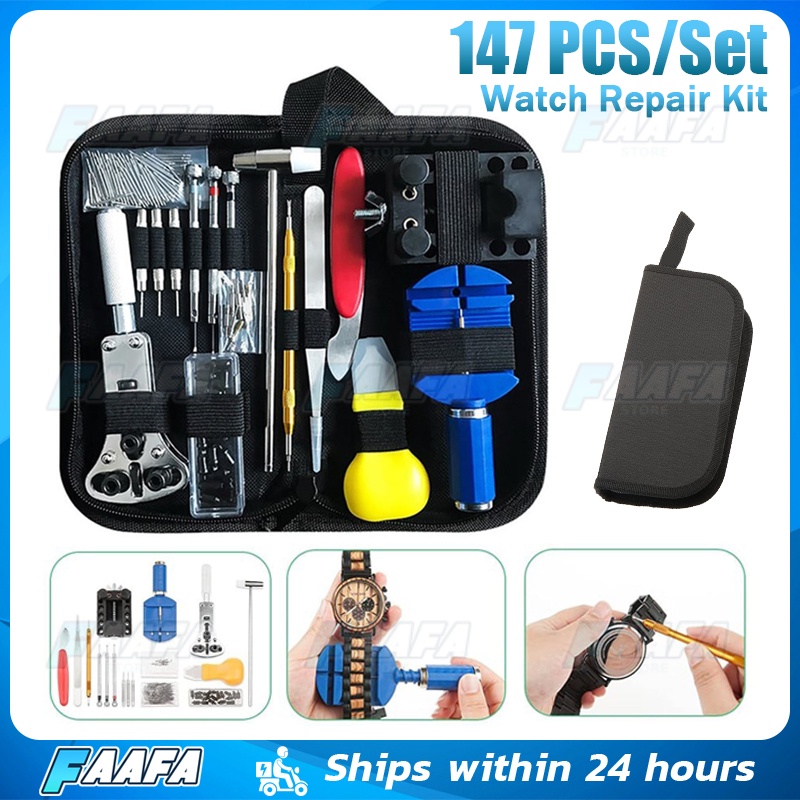 147pcs Watchmaker Watch Repair Tool Kit Watch Link Pin Remover Case ...