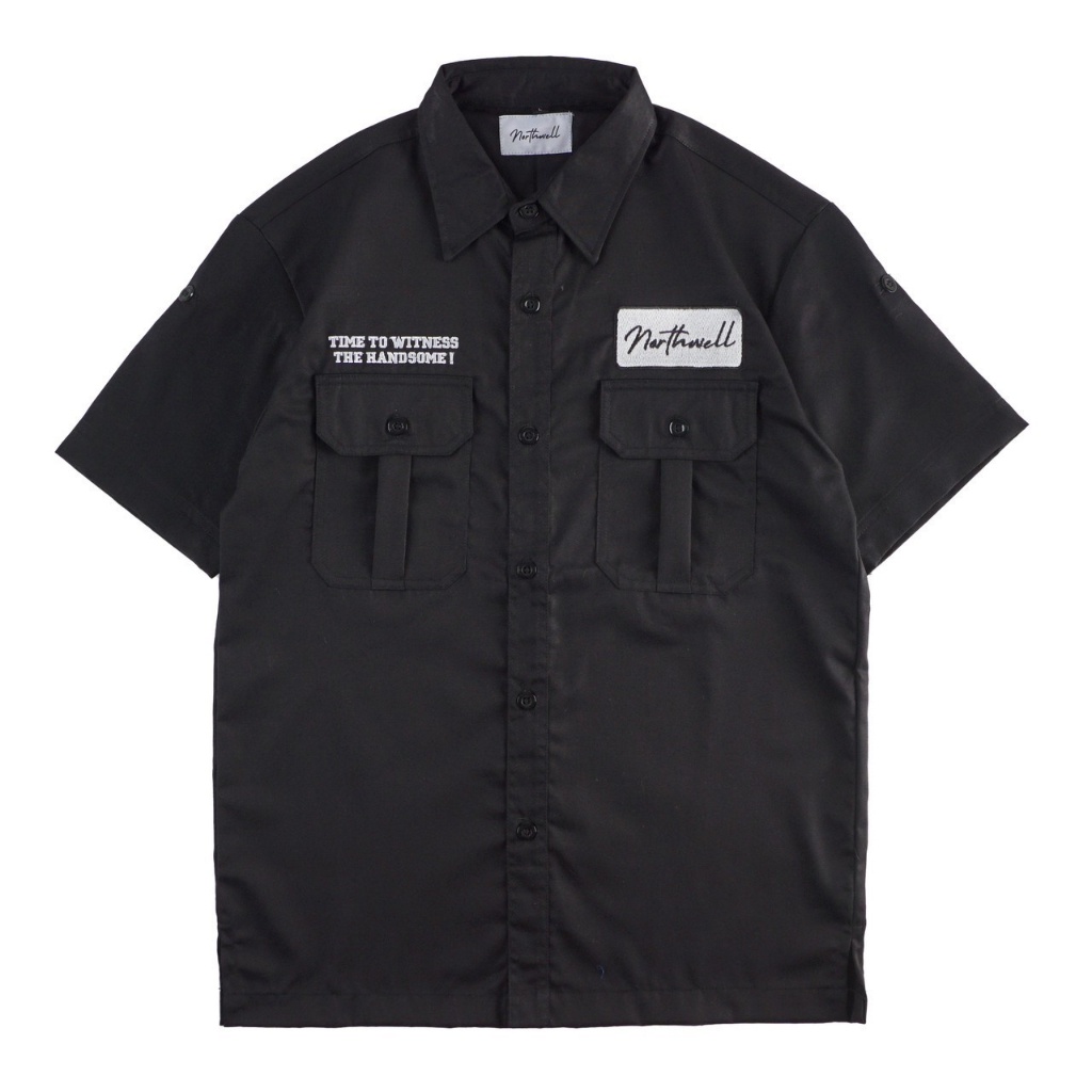 KEMEJA Workshirt Shirt NOHRTWELL TIME TO WITNESS BLACK | Shopee Philippines