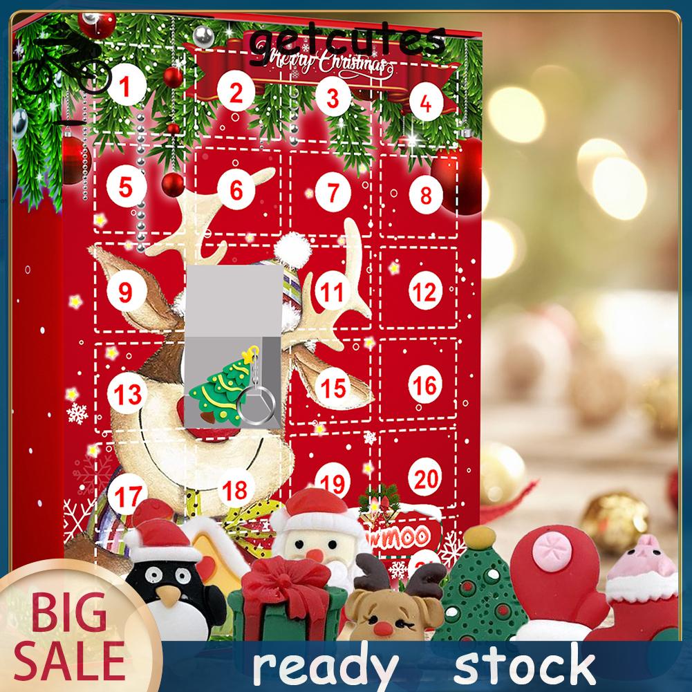 [Getcutes.ph] Christmas Elk Advent Calendar with 24 Keychains Moose