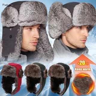 Unisex Russian Hat Thick Warm Leather Winter Hat Windproof Fluffy