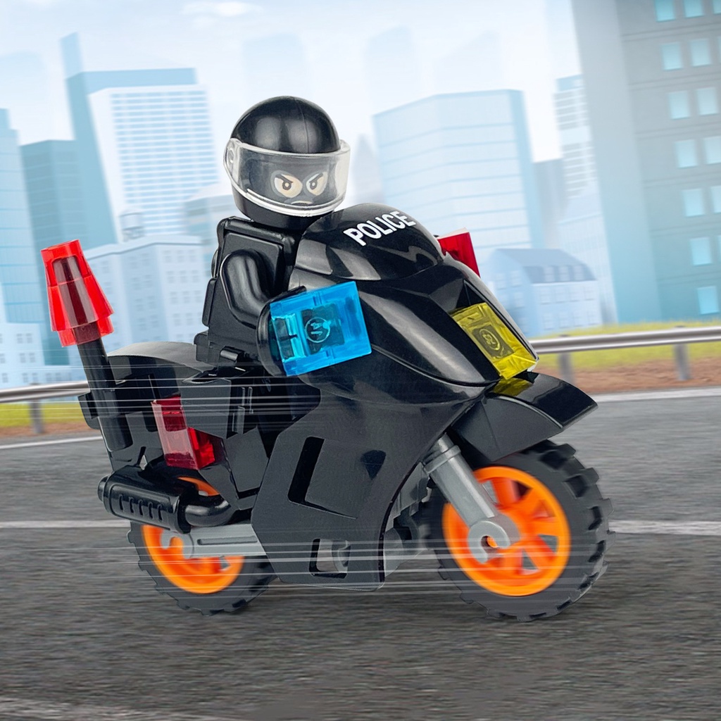 1 Pc City Police SWAT Raptor Motorcycle Model Building Blocks Diy MOC ...