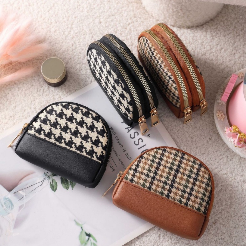 New Leather Coin Purse Women Double Zipper Small Wallet Key Pouch Card Holder Wallets For Woman