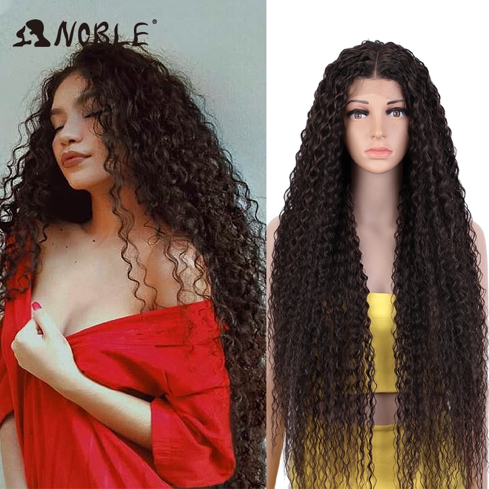 Noble Synthetic Lace Front Wig Long Curly 38 Inch Red Wig For Women ...