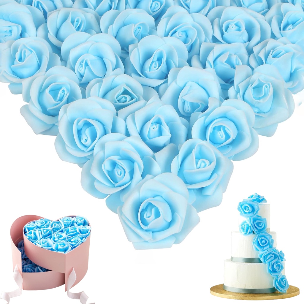 100pcs Artificial Rose Flower Heads 7cm,Stemless Fake Foam Roses for ...