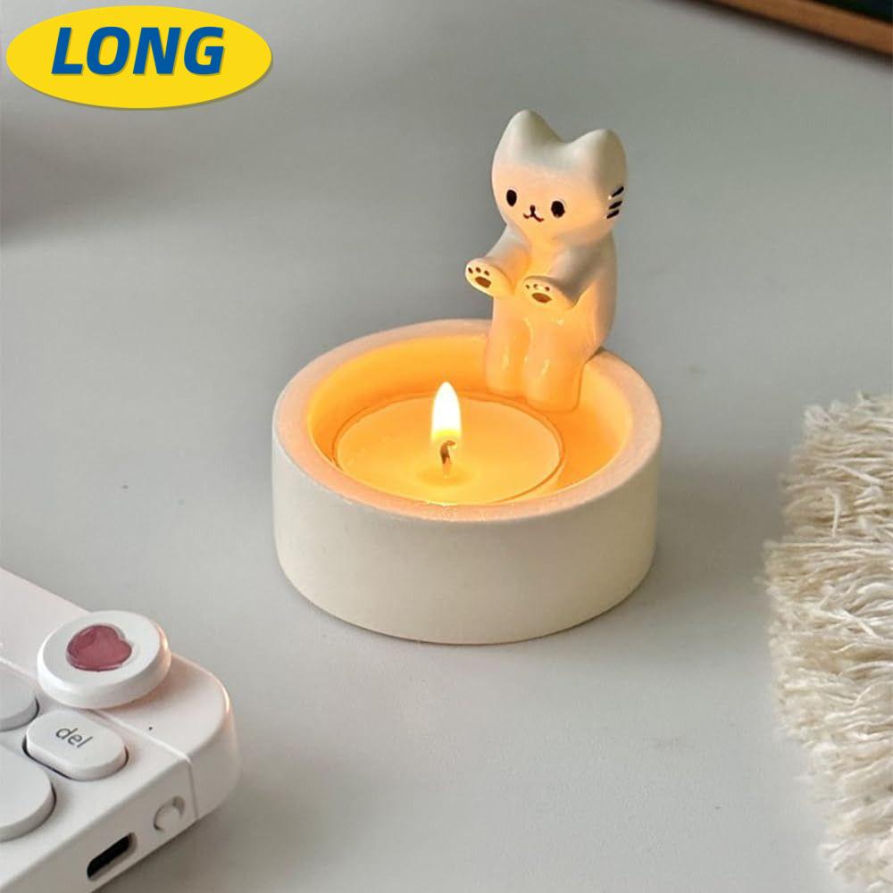 LONNGZHUAN Cartoon Kitten Candle Holder, Resin Warming Its Paws Warming ...