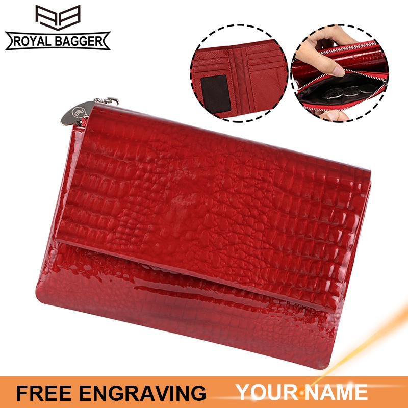 Royal Bagger Crocodile Pattern Short Wallets for Women Genuine Cow ...