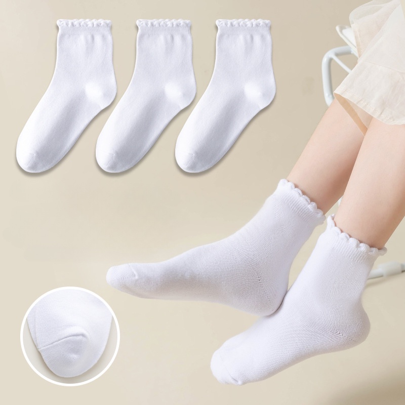 Children White Socks Girls Medium Cotton Summer Princess Spring Autumn ...