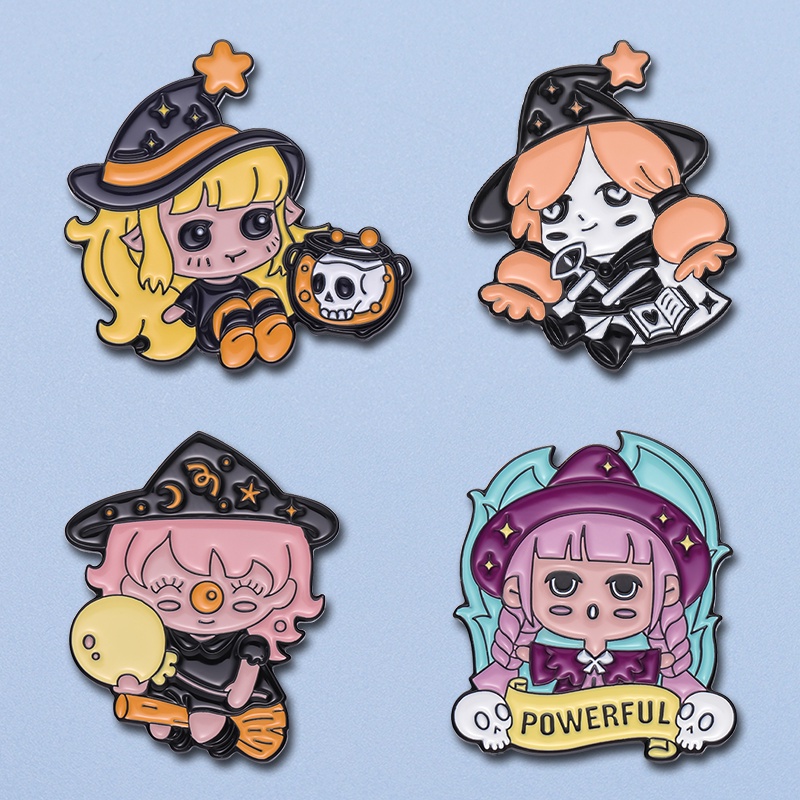 Cartoon Magic Little Princess Enamel Pins Magic Emblem Magic Hat Skull ...