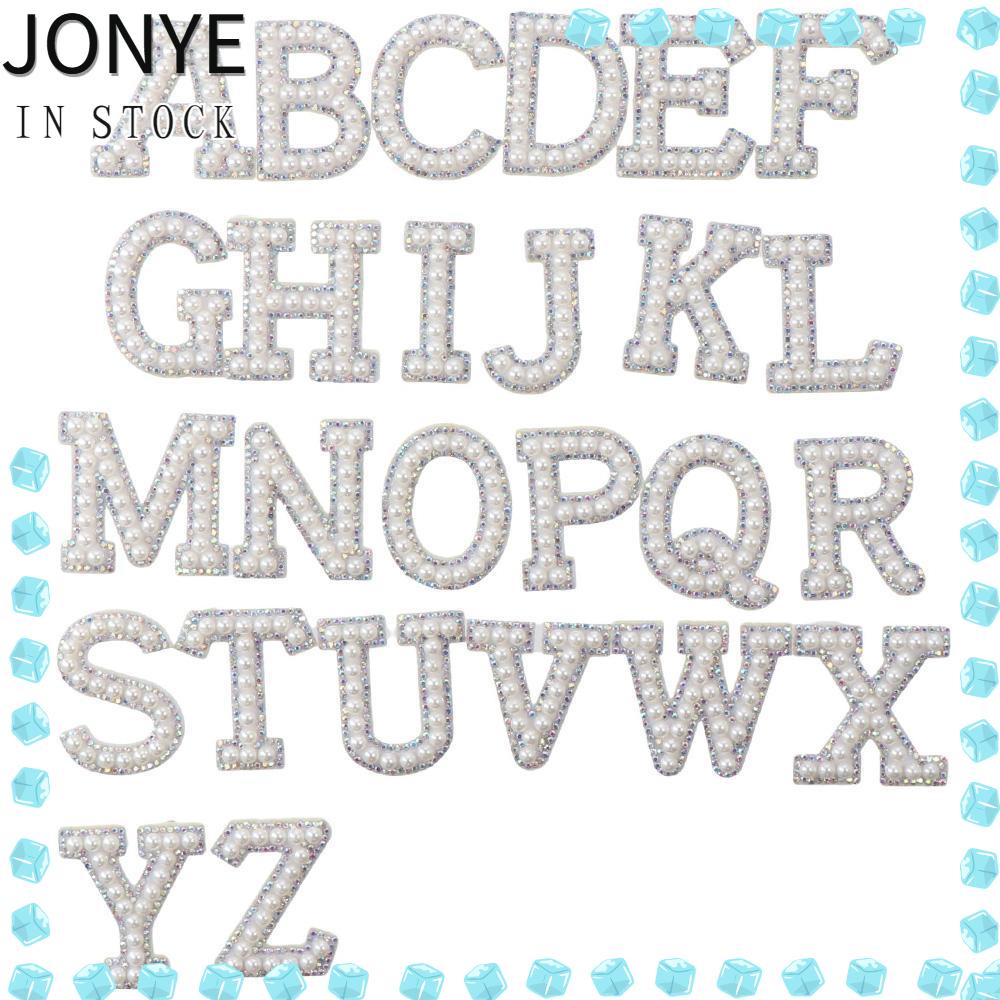 JONYE 52 PCS letter patches, AZ Alphabet rhinestone adhesive letter