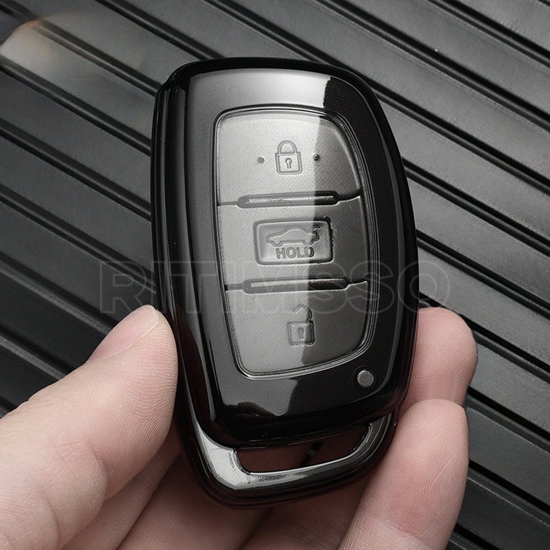 Hyundai Smart Key Fob Case Shell – For Tucson, IX35, Elantra, Sonata (Silver)