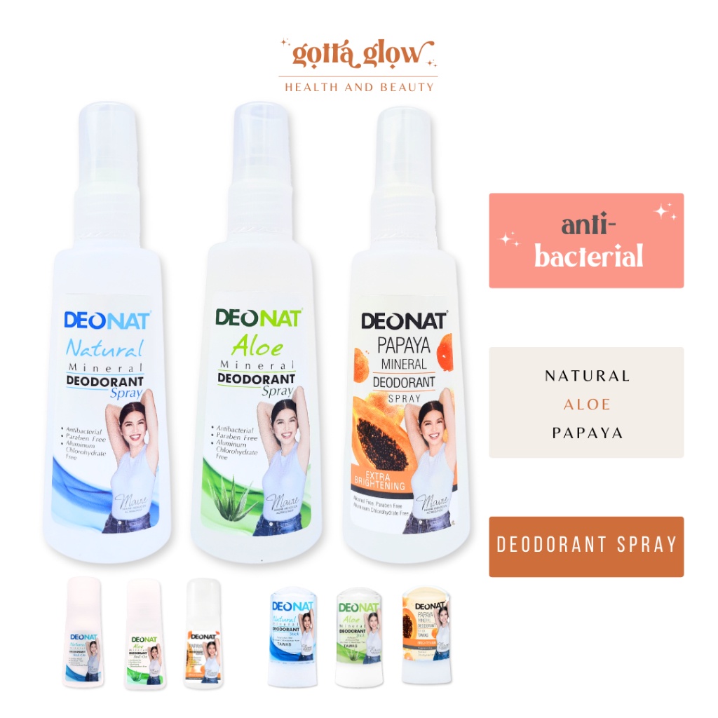 Deonat Natural Aloe Papaya Mineral Deodorant Spray / Stick Tawas / Roll on Shopee Philippines
