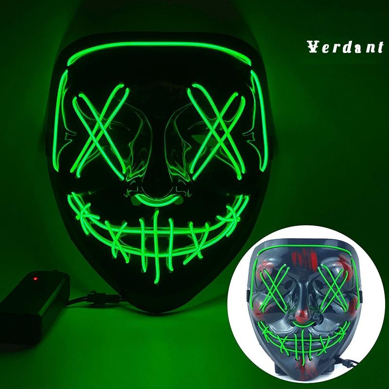 LED Halloween Mask Neon Masquerade Party Masks Light Grow in The Dark