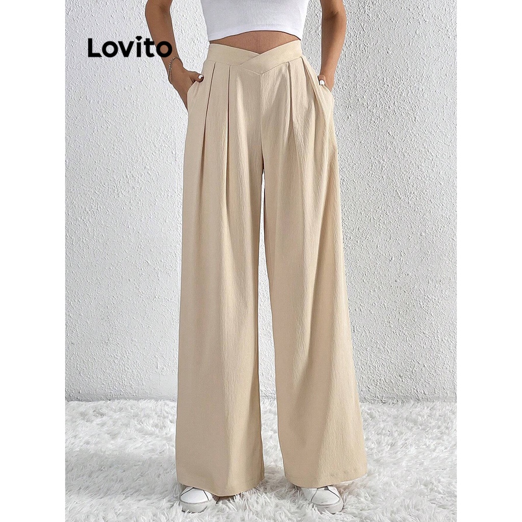 Lovito Women Pocket Zipper Pants LNE31154 (Apricot) | Shopee Philippines