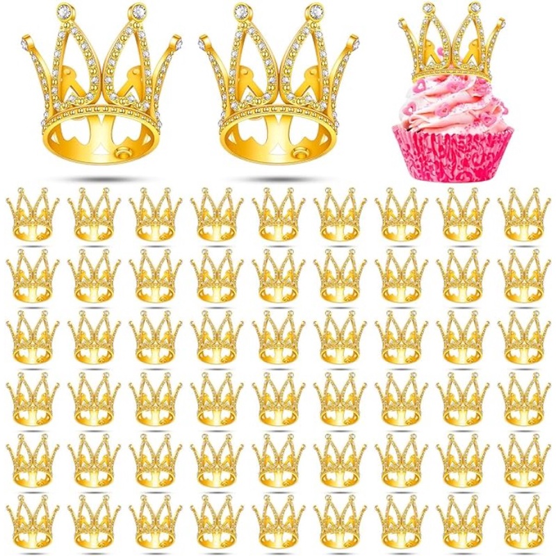 10 Pcs Mini Crown Cupcake Toppers Gold Cake Toppers Crown Small Tiara ...