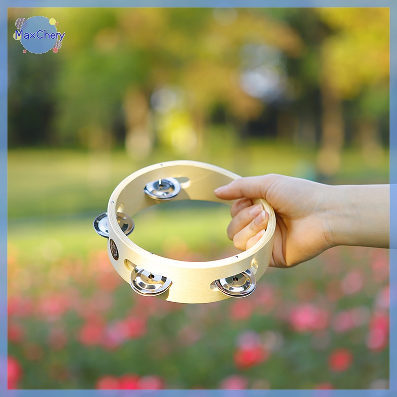 MCHY> 6 Inch Handbell Tambourine Metal Rattle Ball Percussion Hand Party Game Baby Toy Musical