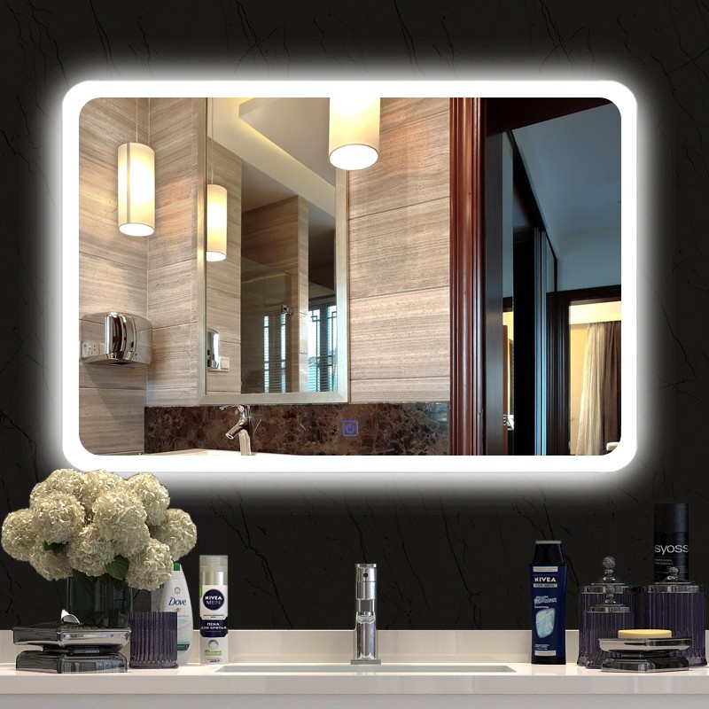 Touch screen smart mirror with lights antifog bathroom mirror smart