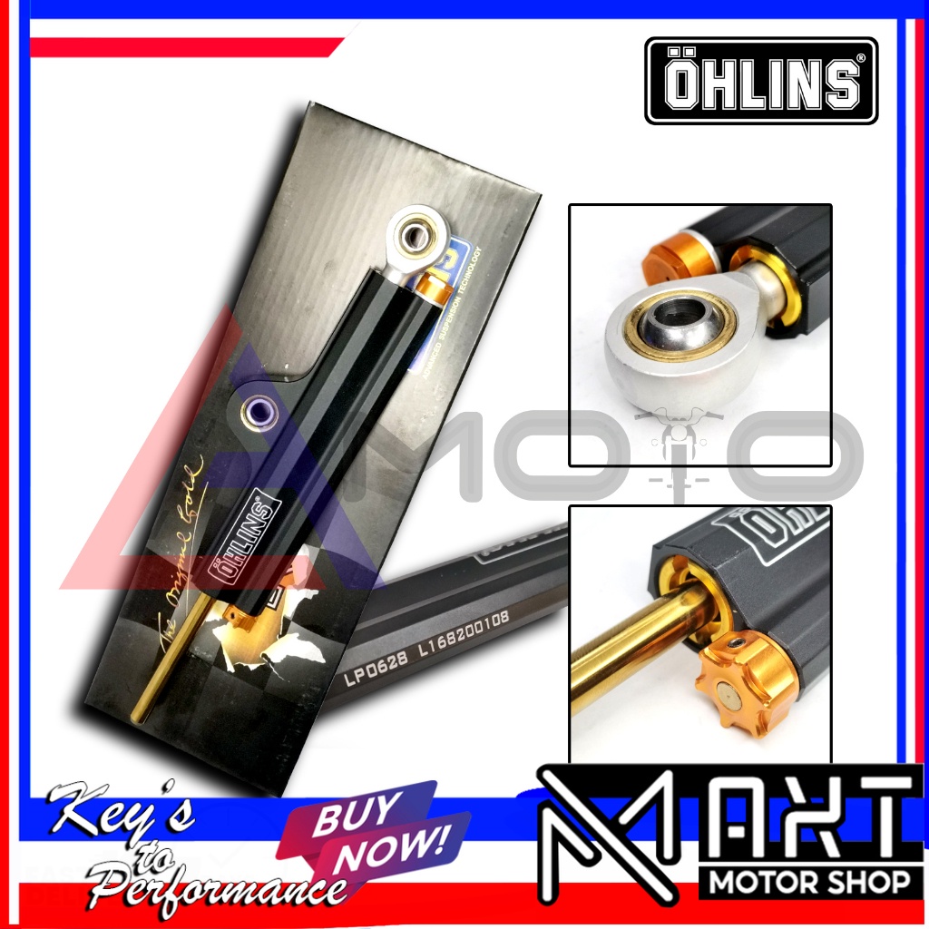OHLINS STEERING DAMPER STABILIZER UNIVERSAL BLACK GOLD PREMIUM 10A COPY