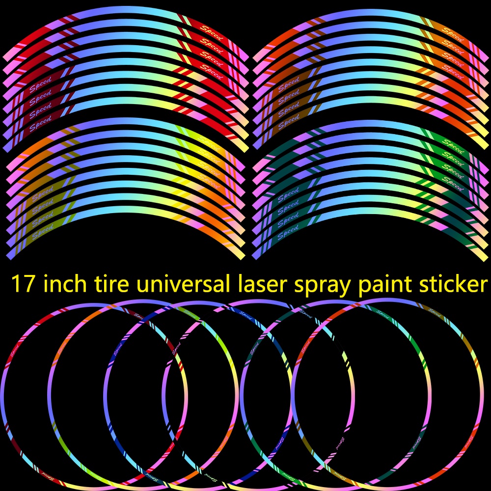 1SET/16PCS 17 Inch Tire Universal Wheel Rim Laser Spray Paint Sticker ...