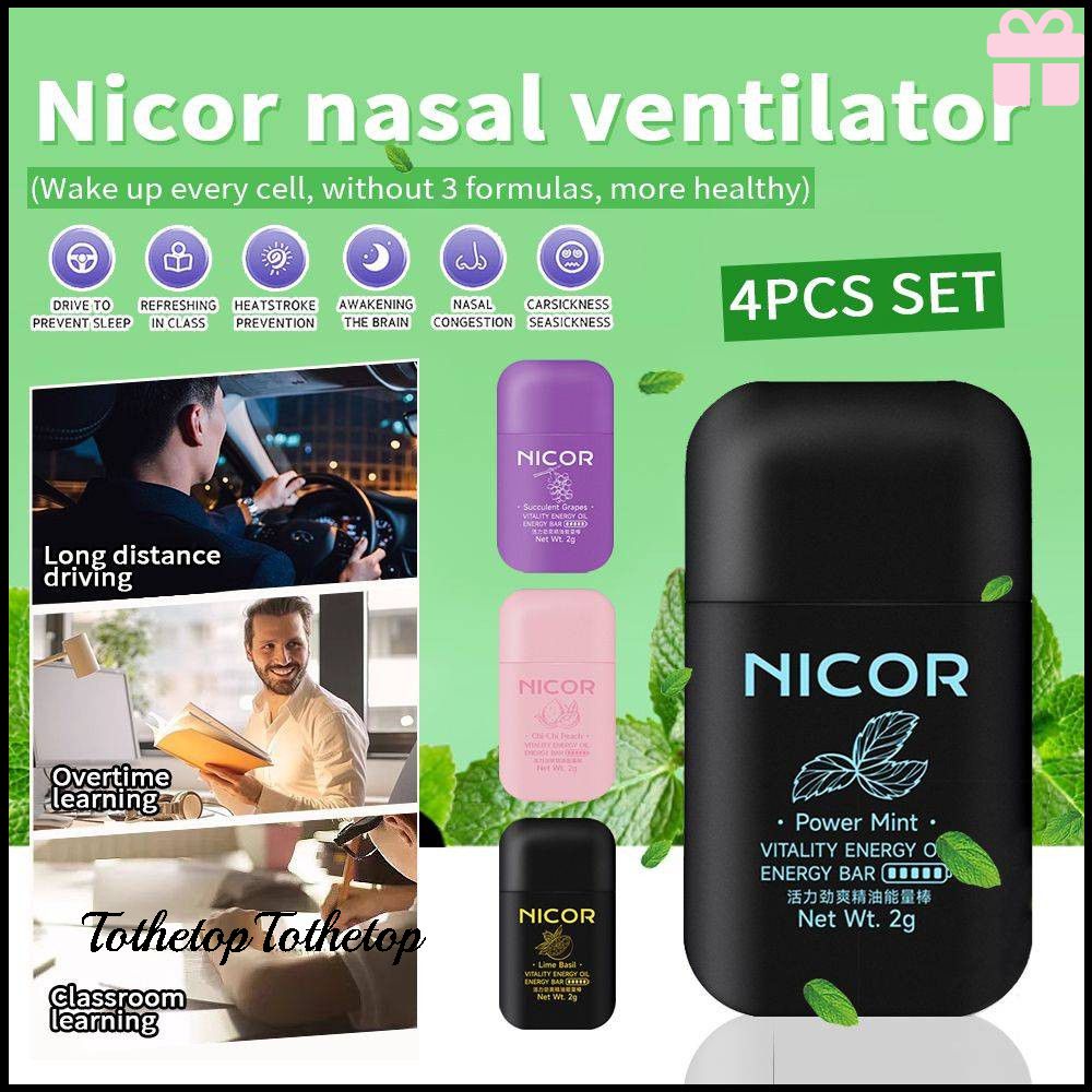 4 Flavors Nicor Nasal Inhaler Mint Nasal Passage Stick Genuine Nasal ...