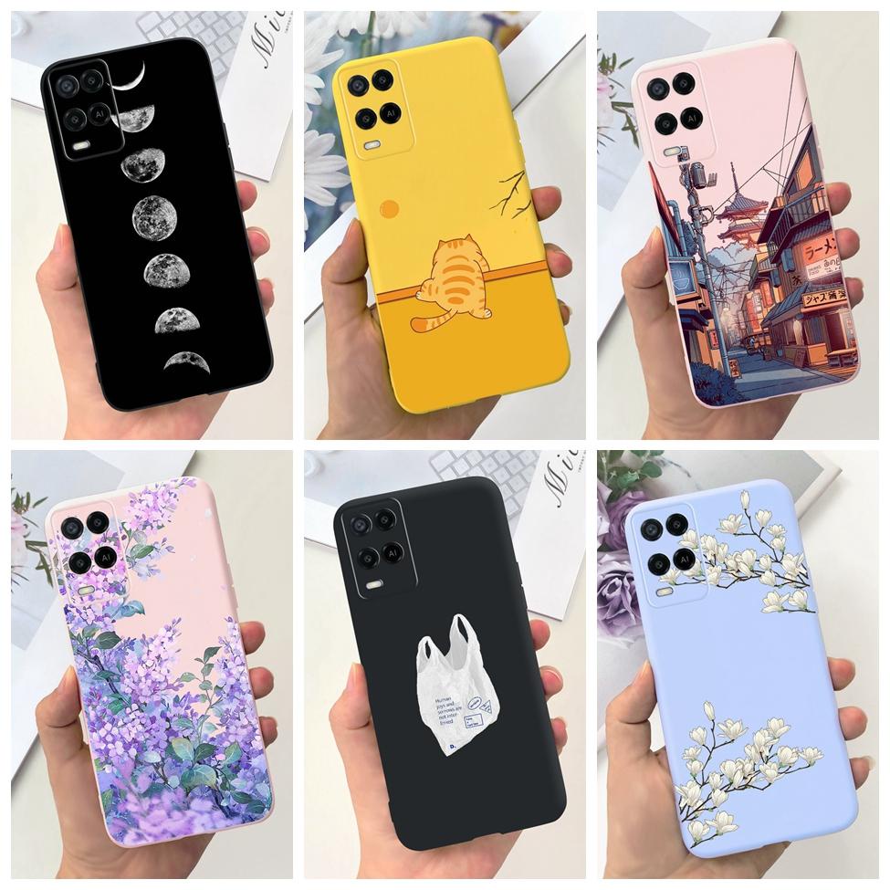 Oppo A54 4G Case CPH2239 Aesthetic Cute Cartoon Cat Flower Shockproof ...