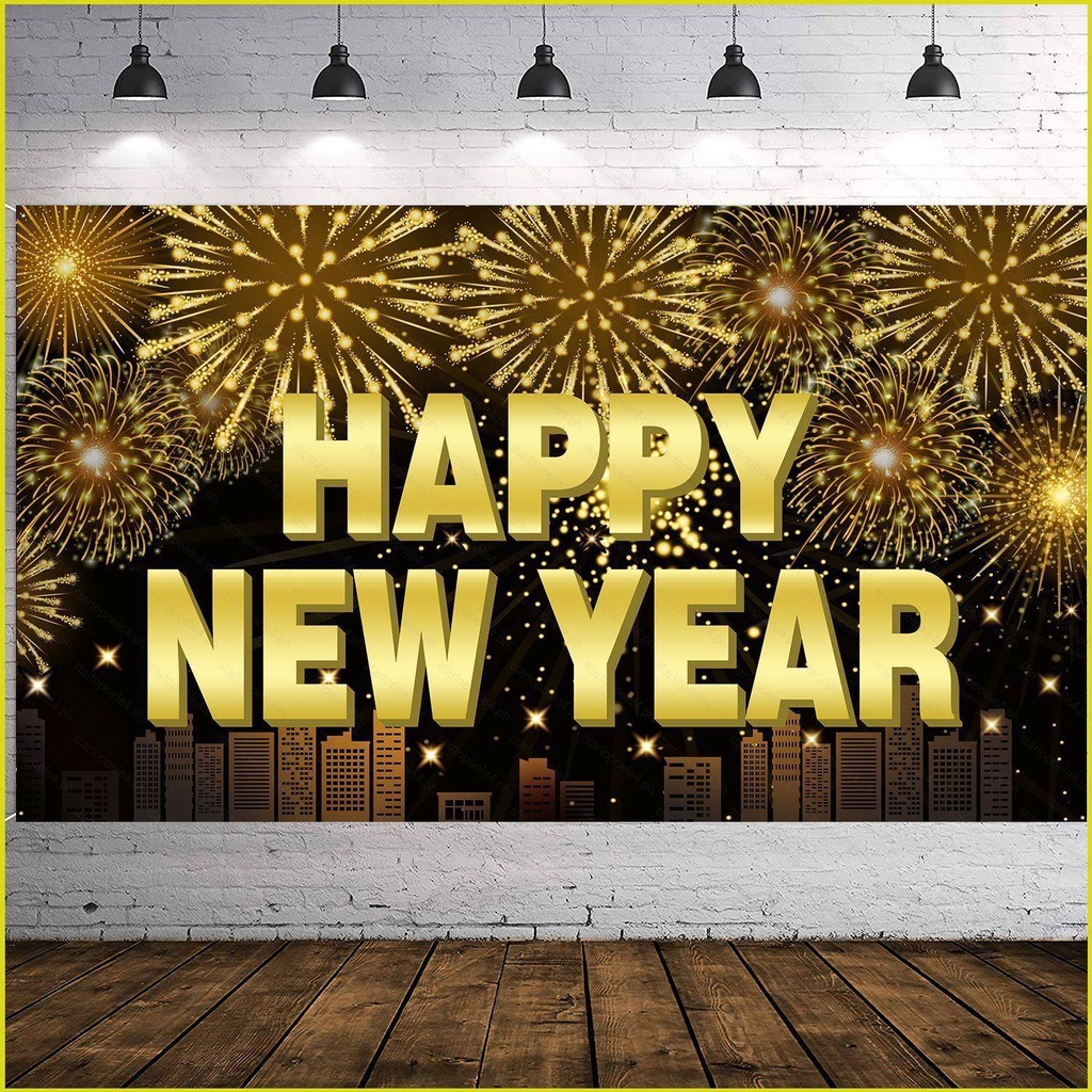 Snow 2024 Happy New Year theme backdrop banner Christmas tapestry party