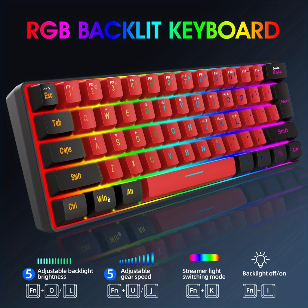 60 Wired Gaming Keyboard Snpurdiri Real RGB Mini Keyboard With