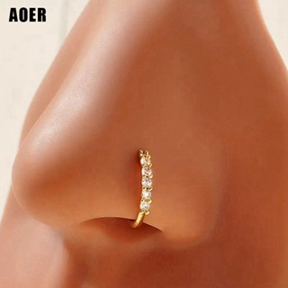 Fake nose piercing made of surgical steel, glossy zircon heart