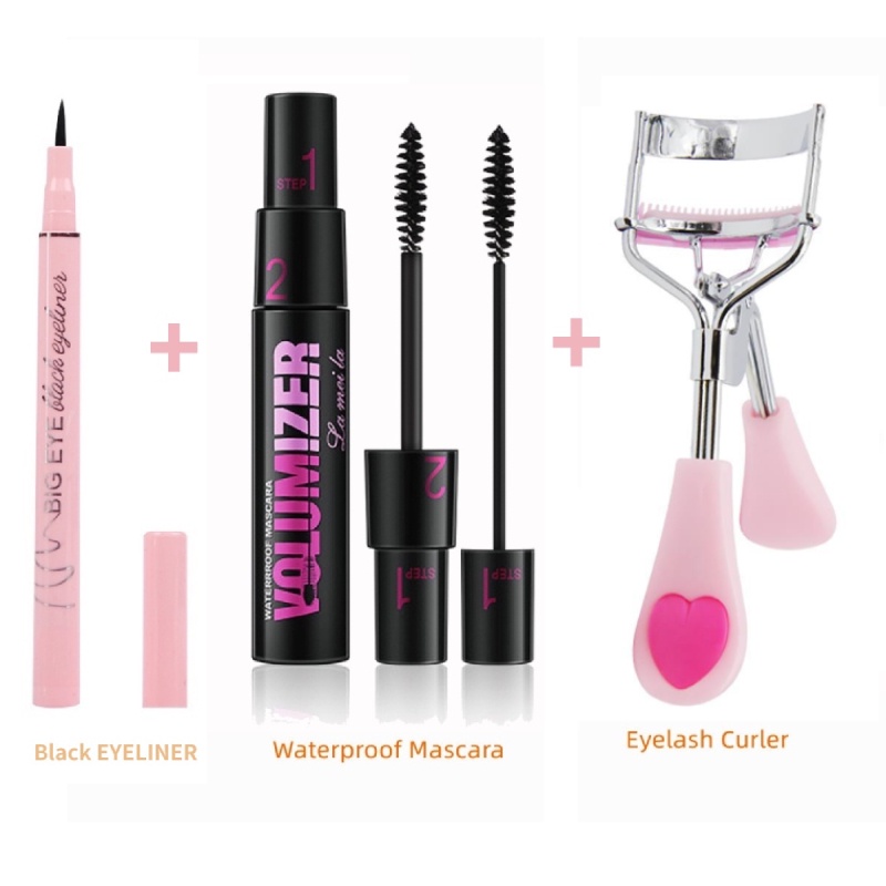 3 In 1 EYE Makeup Set Waterproof Lasting Mascara Eyelash Curler Black
