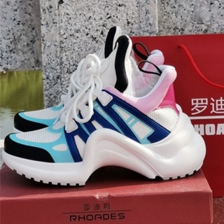 Women Platform Arched Sneakers Archlight Height Increasing Breathable Air  Mesh Lace-Up Mixed Color Woman Running