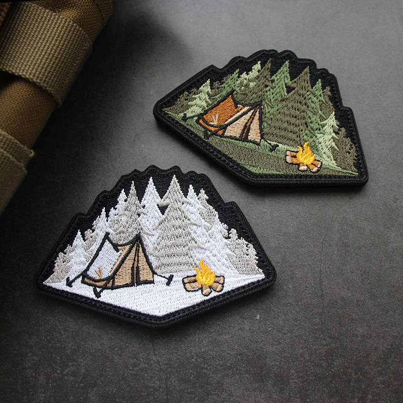 Ready Stock Polygonal Camp Full Embroidery Velcro Patch Winter Camp ...