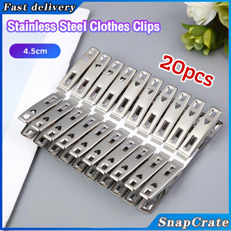 Snap 20Pcs Clothes Clips Stainless Steel Metal Sealing Clip Socks