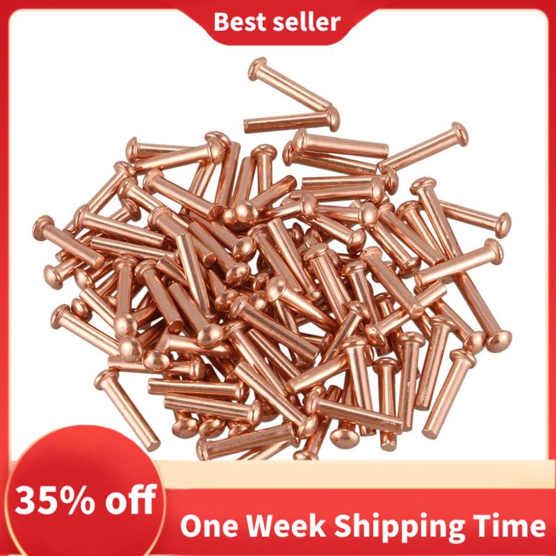 R9 100 Pcs 5/64inch x 25/64inch Round Head Copper Solid Rivets ...