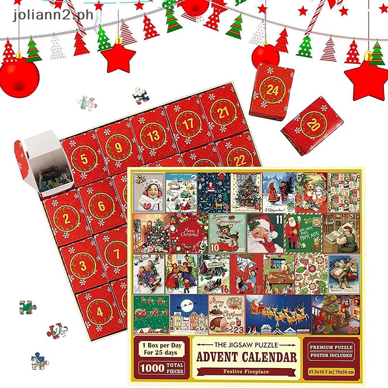 JJ 24pcs Christmas Advent Calendar Cartoon Puzzle For Kids Adults