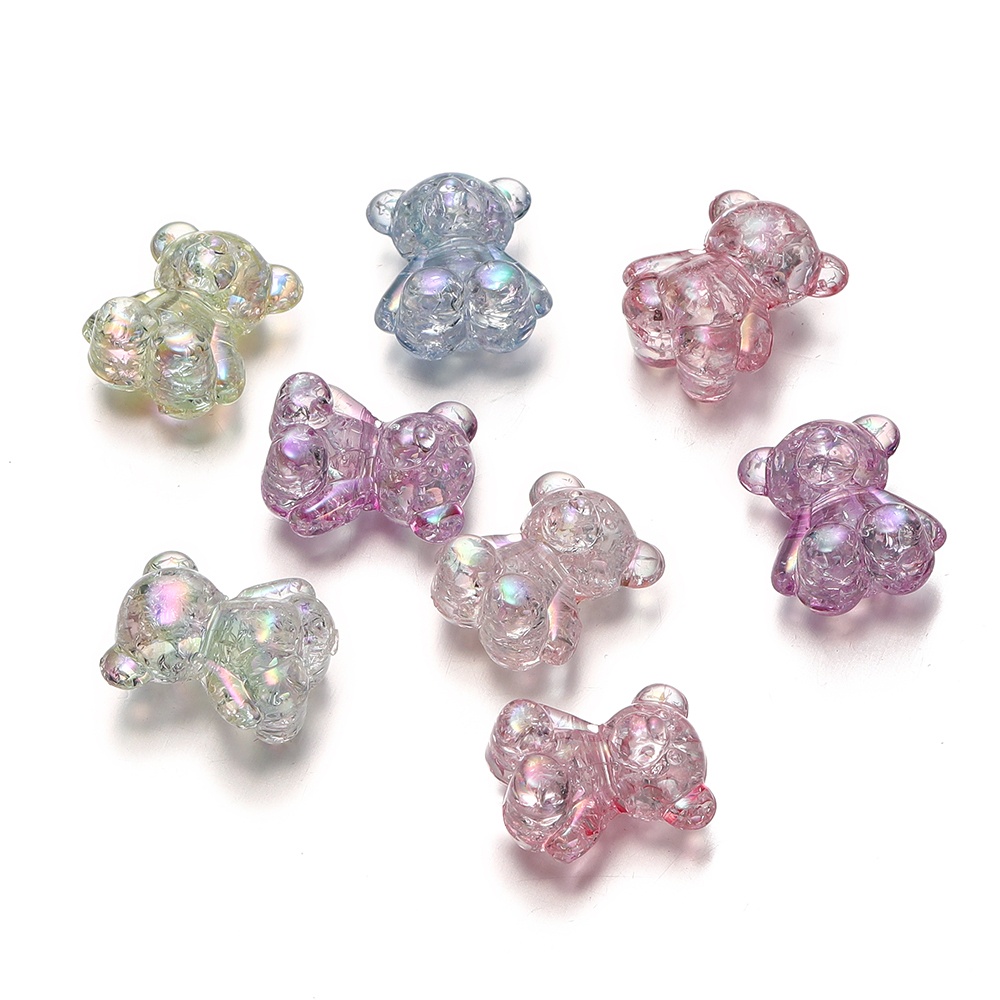 St Kunkka 10pcs Pop Flower Bear Beads Acrylic Mixed Color Burst Love Beads Star Beads Bear UV