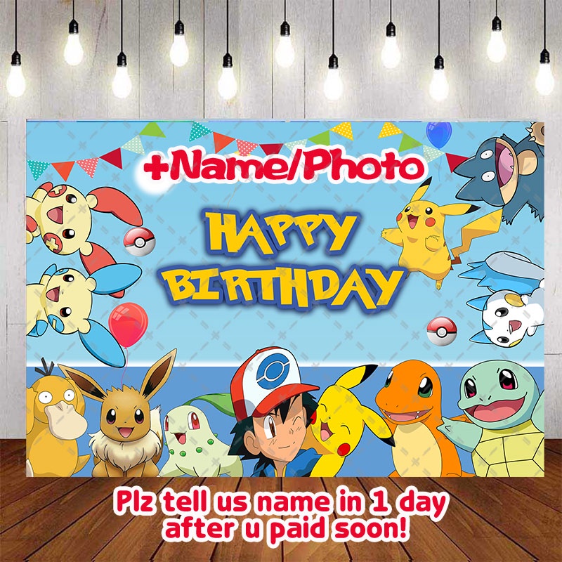 Pokemon Birthday Backdrop For Photography Baby Shower Kids Children Boy ...