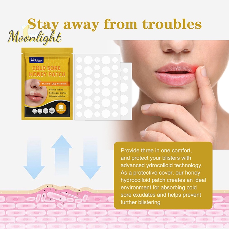 Moonlight> 60 Cold Sore Patches Acne Spot Pimple Skin Breathable ...