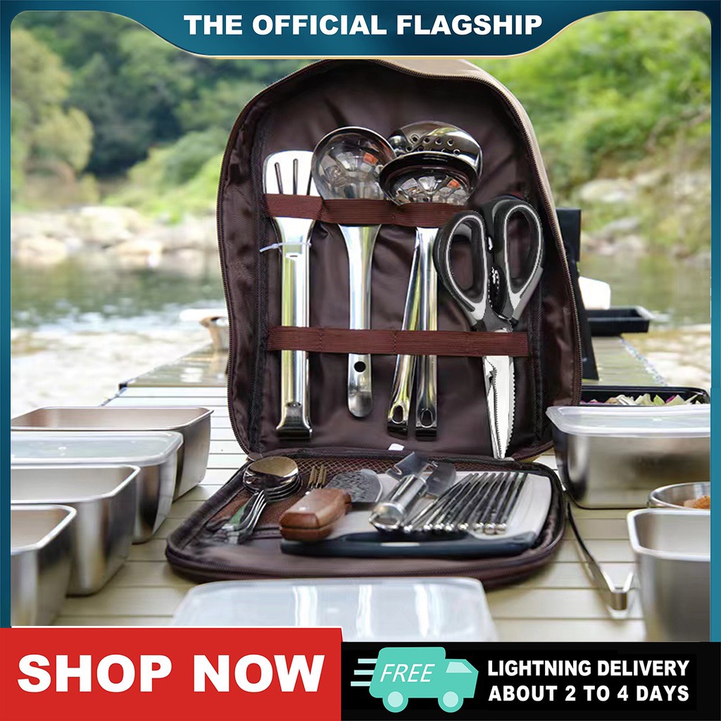 Camping Cooking Set 7 in 1 Outdoor Kitchenware Set Picnic BBQ Tool Set