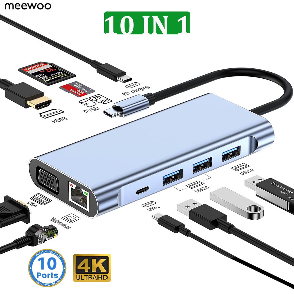 Meewoo Multiple USB Hub 3.0 Port Type C Adaptor for Laptop HDMI PD ...