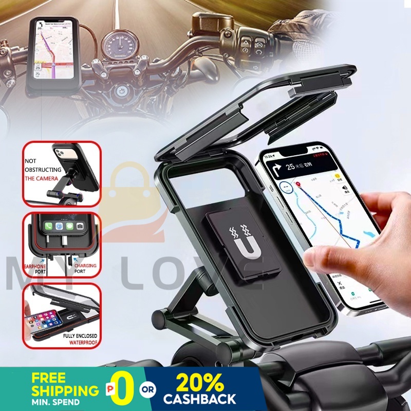 Motorcycle mobile phone holder Adjustable waterproof mobile phone