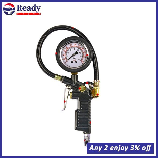 LY Tire Air Pressure Gauge Inflator Deflator With Rubber Hose 220bar