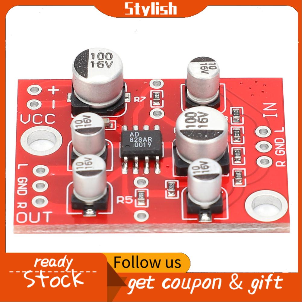 Stylish365 Amplified Board Module AD828 Plastic Audio OpAmp Preamp DC5
