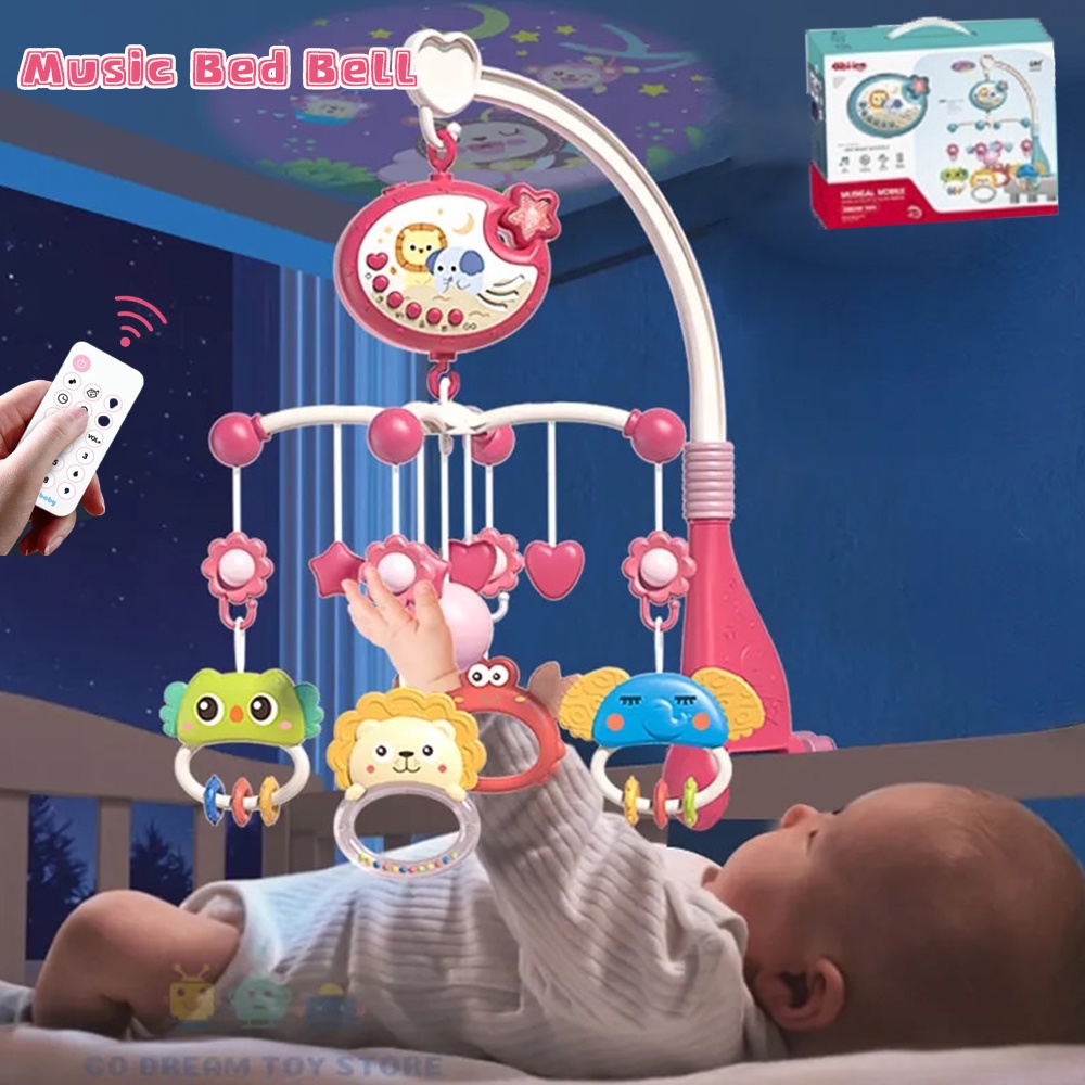 Crib Toys Hanging With Music Projection Baby Bed Bell Remote Control