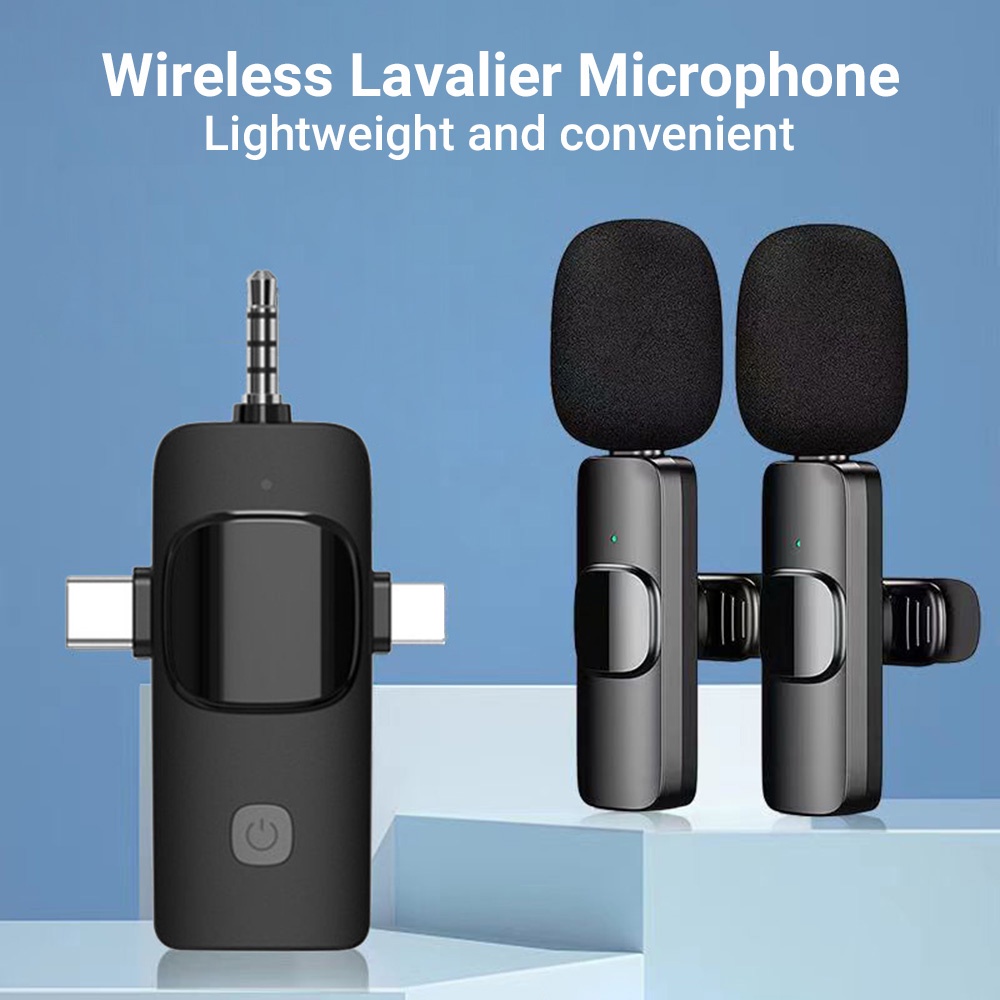 Professional 3 In 1 Wireless Lavalier Microphone for iPhone Android 3 ...